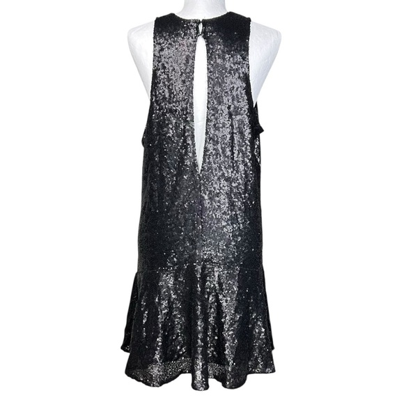Free People Liquid Shine Mini Dress L Sequin Drop Waist Party Holiday Shimmer - Picture 4 of 13